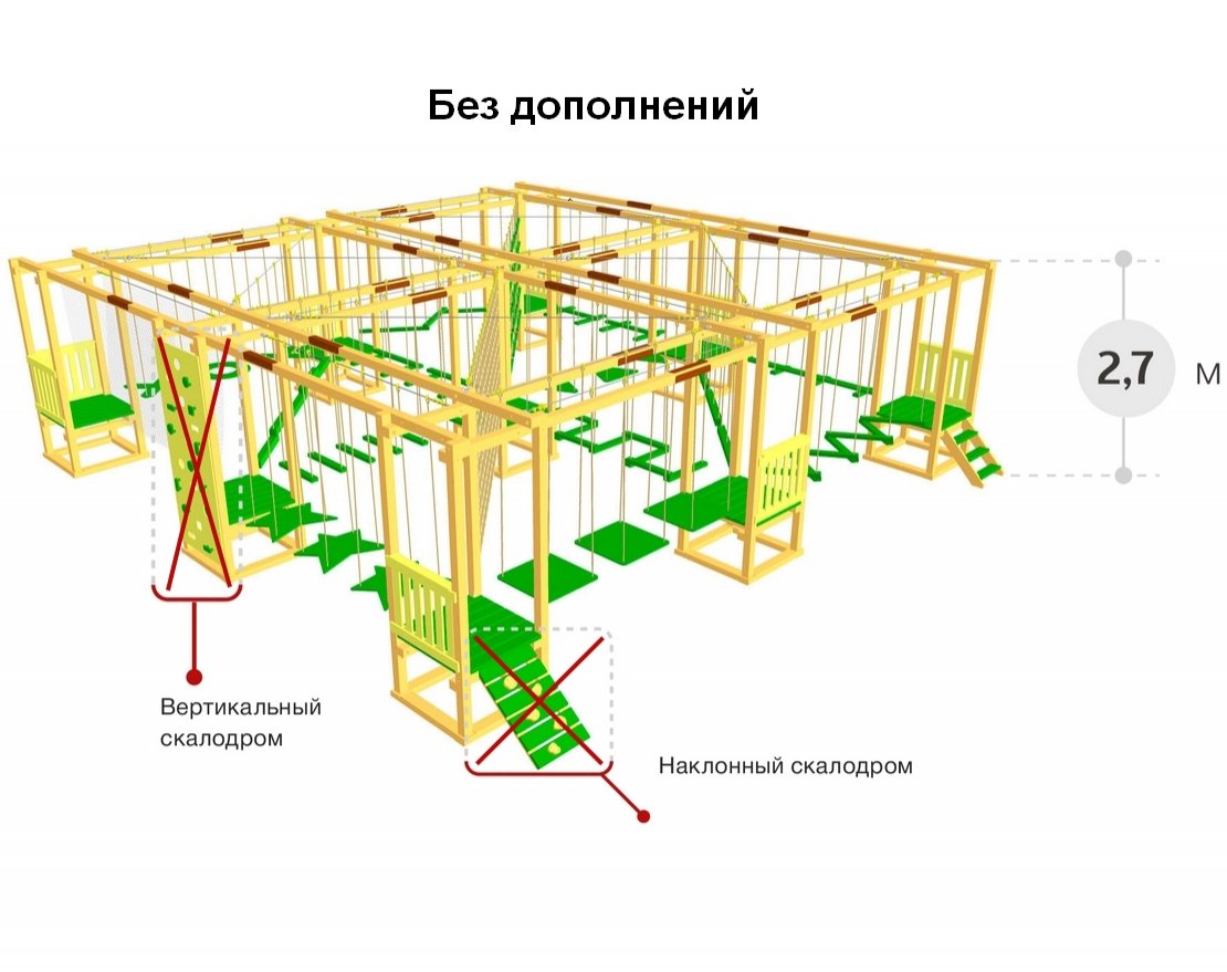 Детский веревочный парк 16 этапов